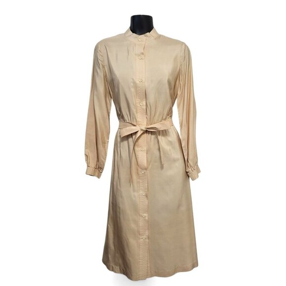 Vintage Silk Shirt Dress 1970s New Threads Belted Midi Hong Kong - Picture 14 of 14